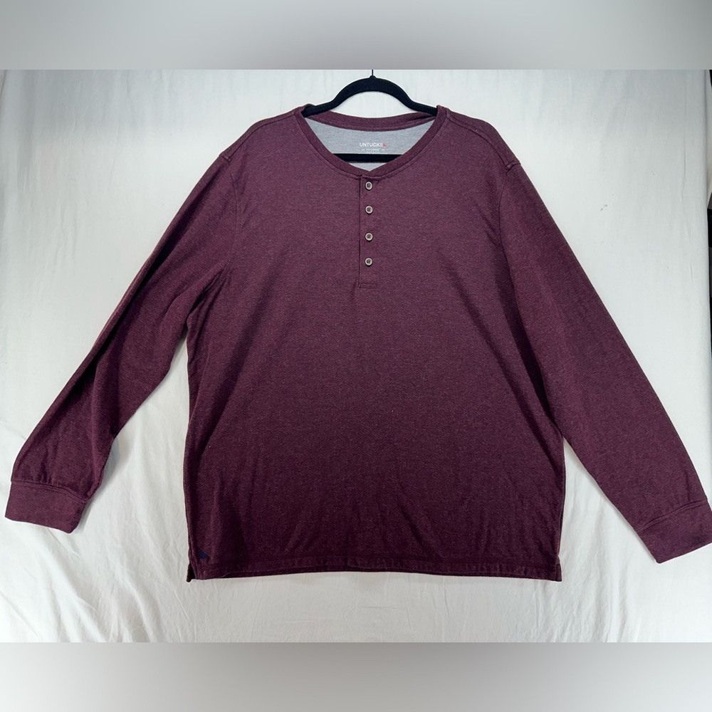 UNTUCKit Henley Shirt 1/4 Button Long Sleeve Pullover Burgundy Red Mens XXL